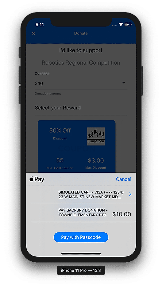 Sacreserv : Apple Pay screenshot