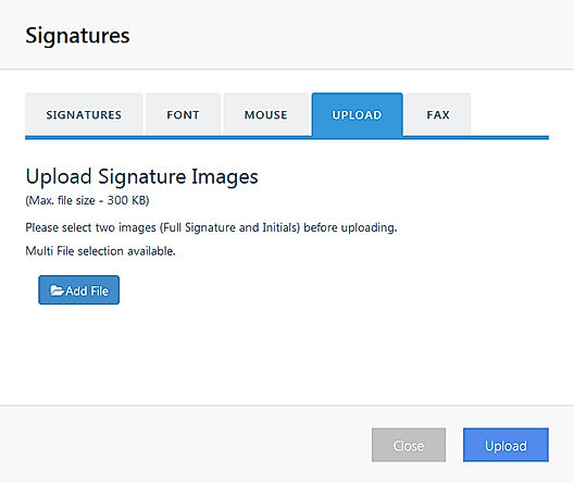 Upload Signature screenshot