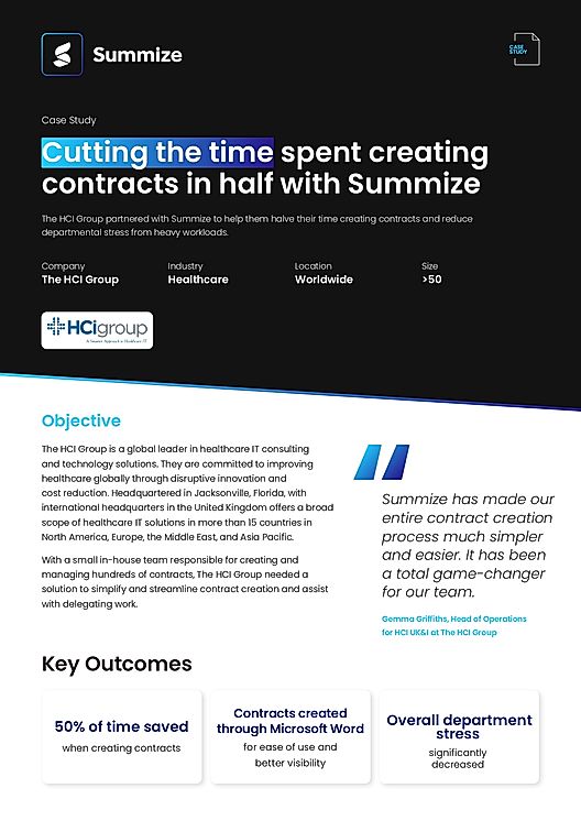 The HCI Group: Time Spent Creating Contracts Halved with Summize