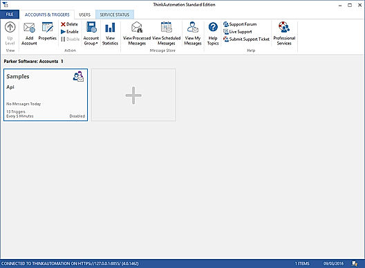 Click Connect to login to ThinkAutomation