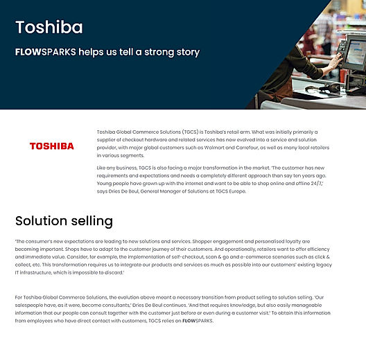 Toshiba: FLOWSPARKS helps to Tell a Strong Story