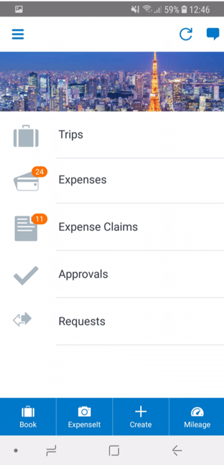 Concur Expense Screenshots
