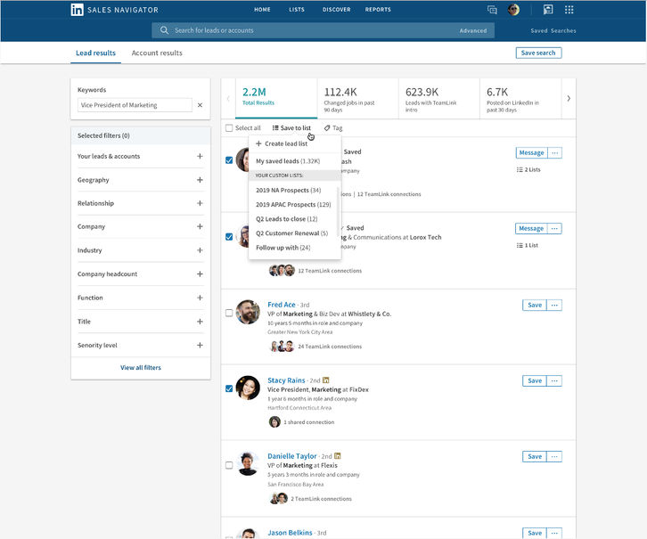 LinkedIn Sales Navigator Screenshots