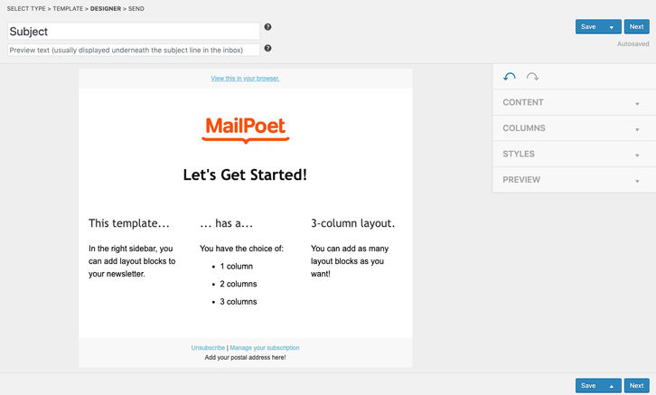 MailPoet Screenshots