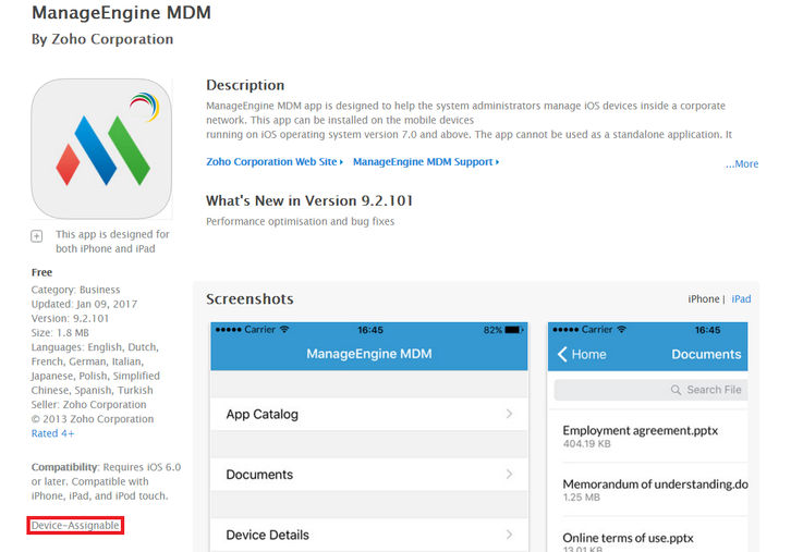 ManageEngine Mobile Device Manager Plus Screenshots