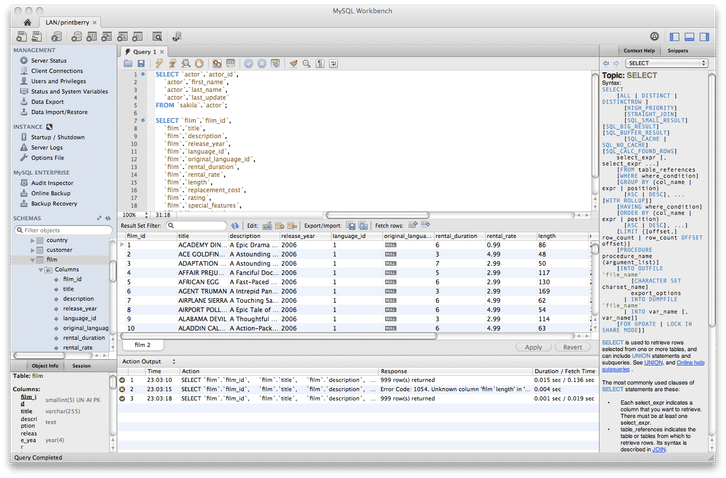 MySQL Screenshots