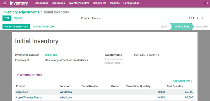 Odoo Inventory Screenshots
