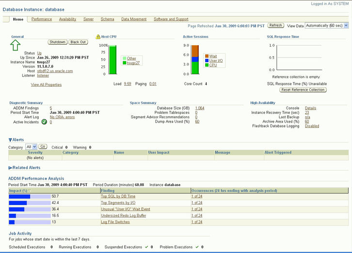 Oracle Enterprise Manager Screenshots