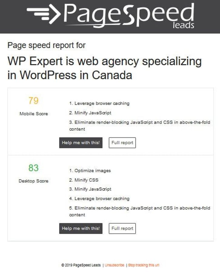 Page Speed Leads Screenshots