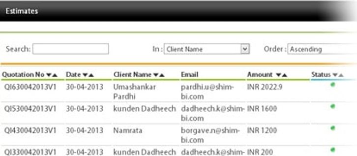 ShimBi Invoice Screenshots