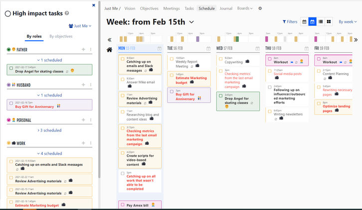 Week Plan Screenshots