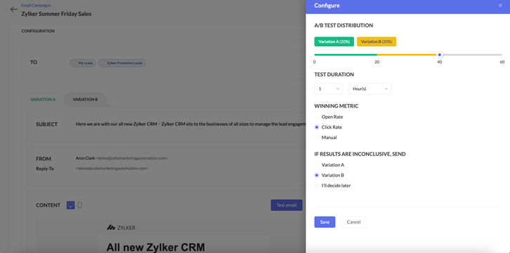 Zoho Marketing Automation Screenshots