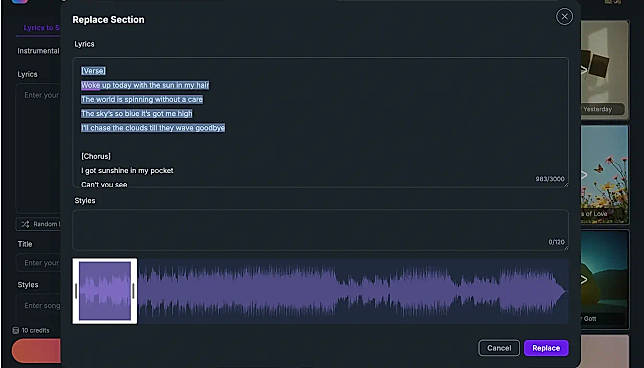 Replace Music Section