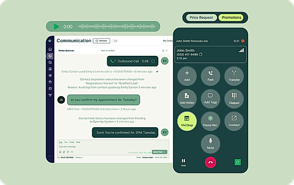Call or Text from CRM 