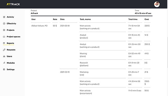 Reports and Invoicing screenshot
