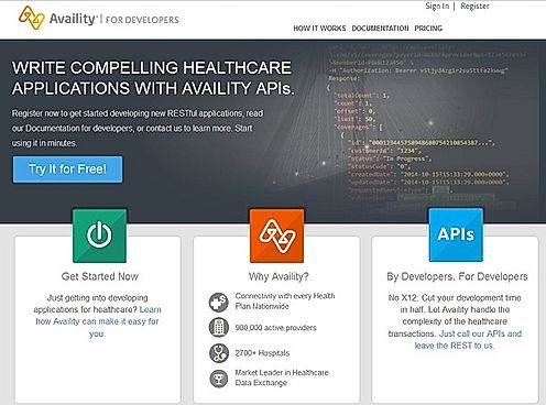 Availity Developer Portal Screenshot