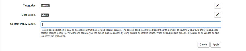 Awingu Admin Context Policy Labels screenshot