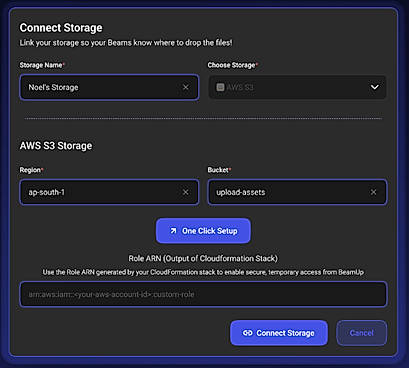Connect storage in one-click