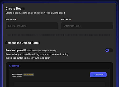 Create an upload Link