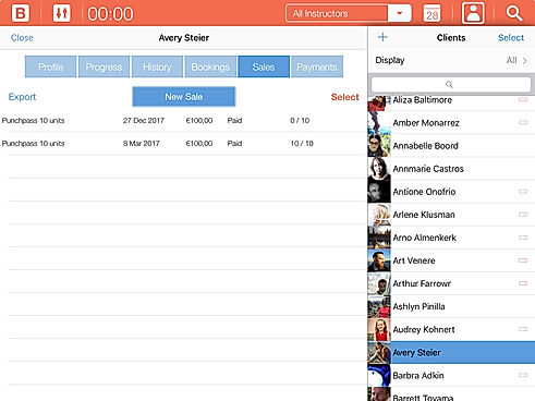 Sales overview screen