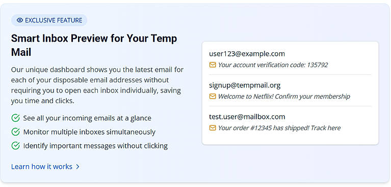 Smart Inbox Preview for Your Temp Mail