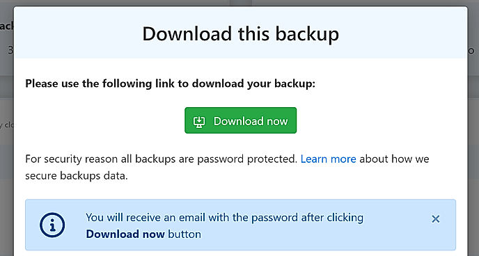 Download backups screenshot