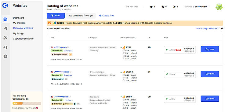 Catalog of Websites