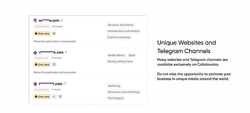 Unique Websites Telegram Channels