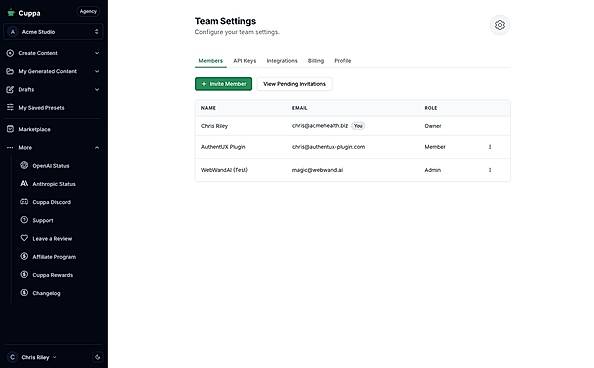 Team Settings