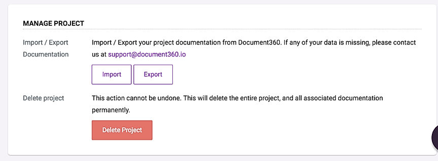 Import and export in Document360