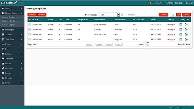 EduSpark : Employee Database screenshot