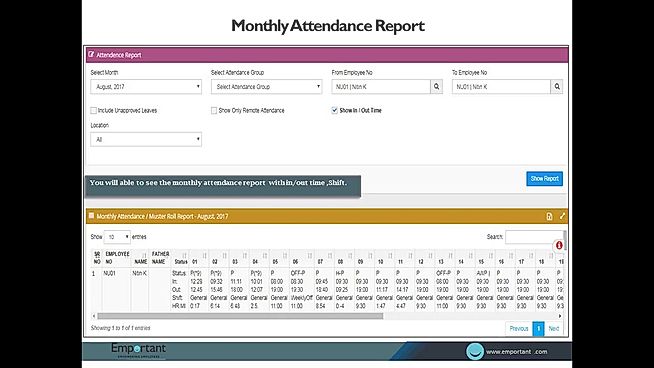 Monthly Attendance Report