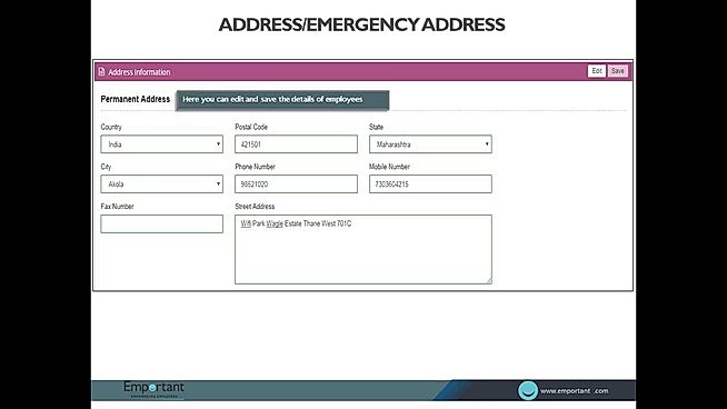 Address and Emergency