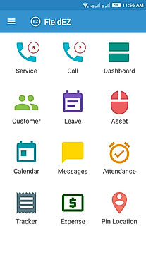 FieldEZ screenshot: Comprehensive list of features on mobile: Track jobs, customers, attendance, expenses, locations, and more!