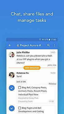 Fleep screenshot: Fleep on Android and iOS encourages users to chat, share files and manage tasks via smartphone