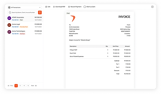 Billing and Invoice screenshot