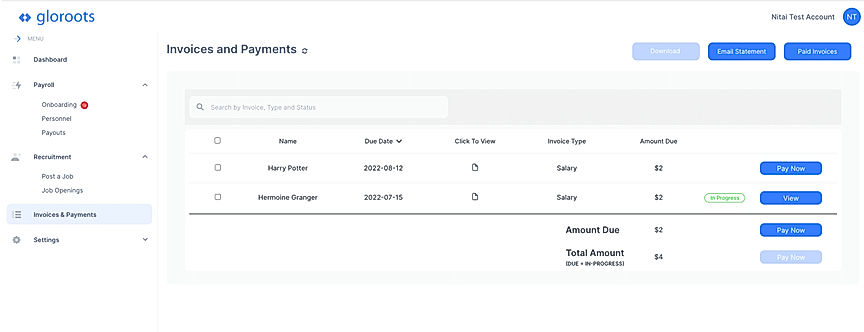 Invoices and Payments screenshot