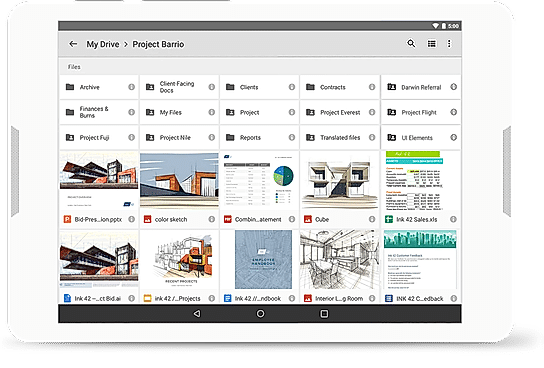 G Suite screenshot: Store and share files in the cloud then access, view and edit them from a computer, tablet or phone