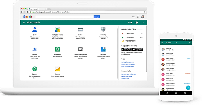 G Suite screenshot: Protect company data and devices with single-sign-on & two-factor authentication options