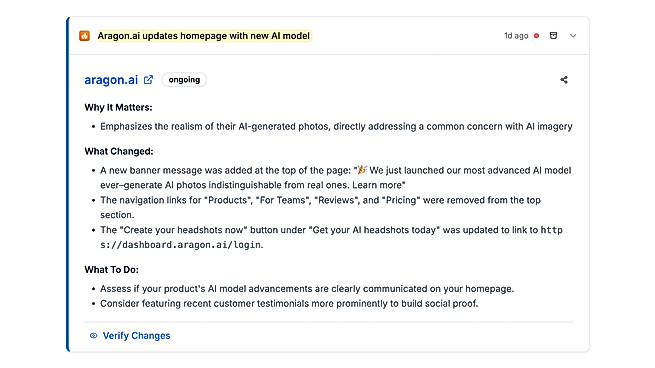 Get actionable insights when competitors make moves