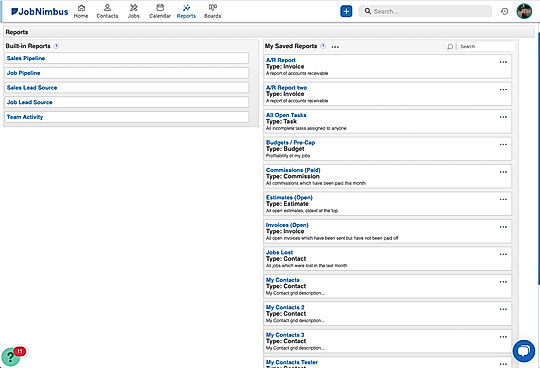 Built-in and Custom Reports screenshot