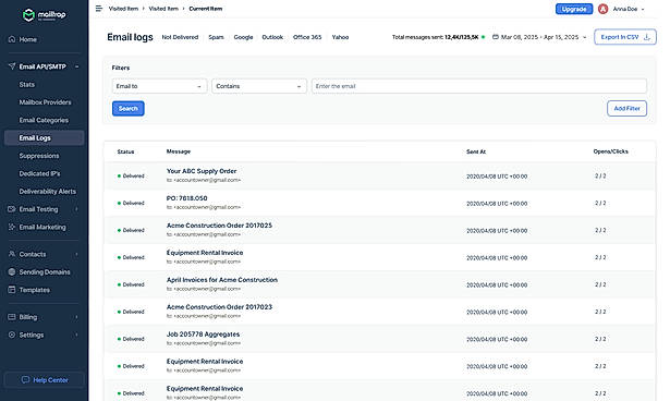 Email Log