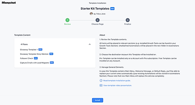 Manychat templates