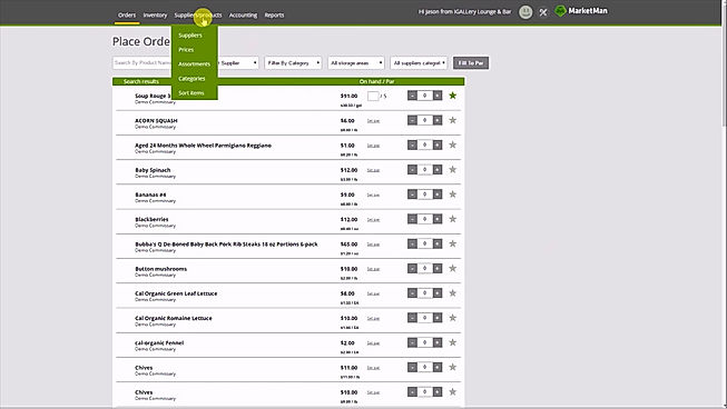Marketman Restaurant Inventory screenshot: Place orders using a PC or mobile device