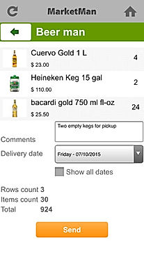 Marketman Restaurant Inventory screenshot: Automate ordering from current suppliers, add delivery date and notes
