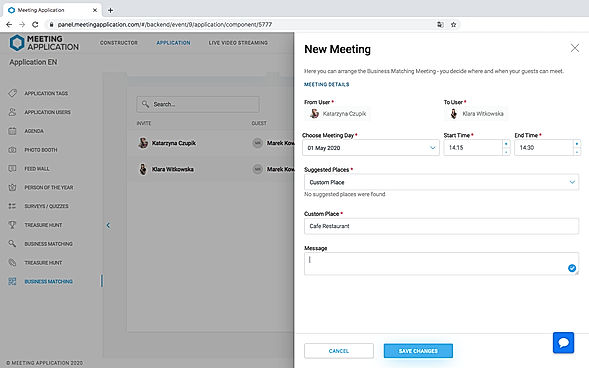 Create Business Meeting in The Meeting Application App