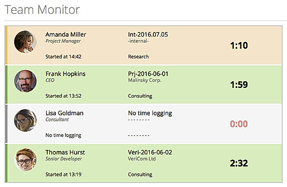 MoneyPenny screenshot: Live time tracking