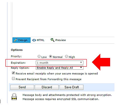 Secure Email expiry Settings
