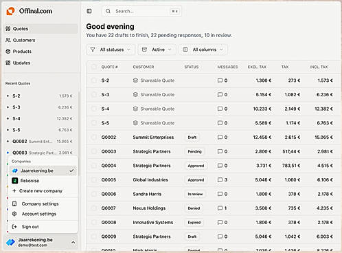 Manage multiple companies or projects