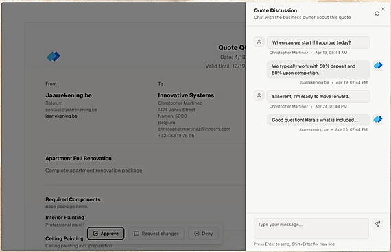 Client feedback and comments
